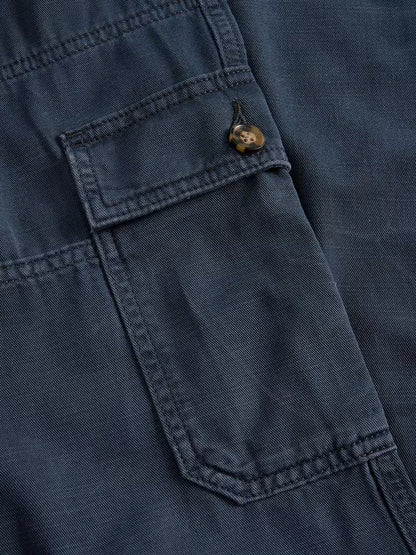 White Stuff Kemble Cargo Trousers Dark Navy. Men's Relaxed fit trousers that are Full Length and Machine Washable. Material: 100% Organic Cotton