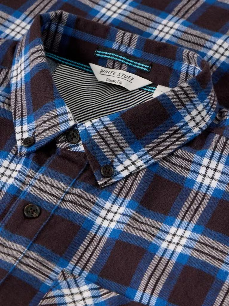 White Stuff Ludlow Check Shirt Brown Multi. Men's Collar shirt with Long Sleeve and a Classic Fit that's Machine Washable. Material: 100% Organic Cotton