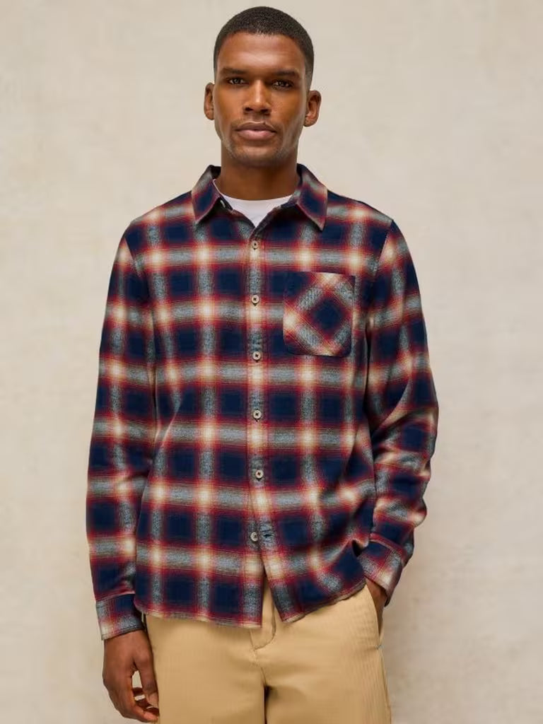 White Stuff Ludlow Check Shirt Navy Multi. Mens shoirt with Collar and Long Sleeve with a Classic Fit that's Machine Washable. Material: 100% Organic Cotton