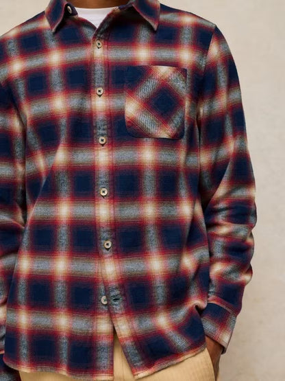 White Stuff Ludlow Check Shirt Navy Multi. Mens shoirt with Collar and Long Sleeve with a Classic Fit that's Machine Washable. Material: 100% Organic Cotton