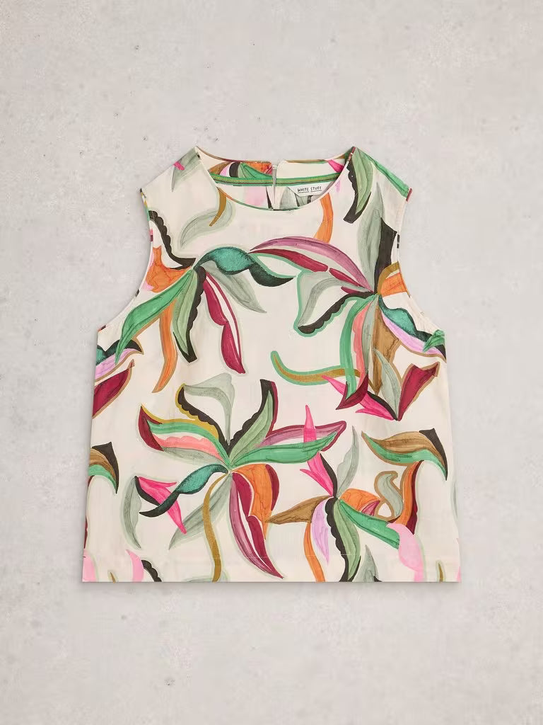 White Stuff Matilda Linen Vest Natural Print