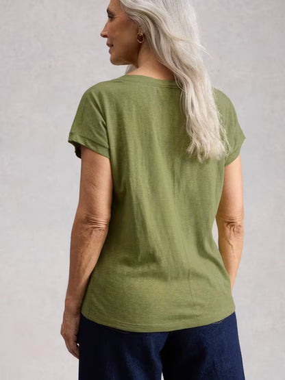 White Stuff Nelly Notch Neck Short Sleeve T-shirt Bright Green