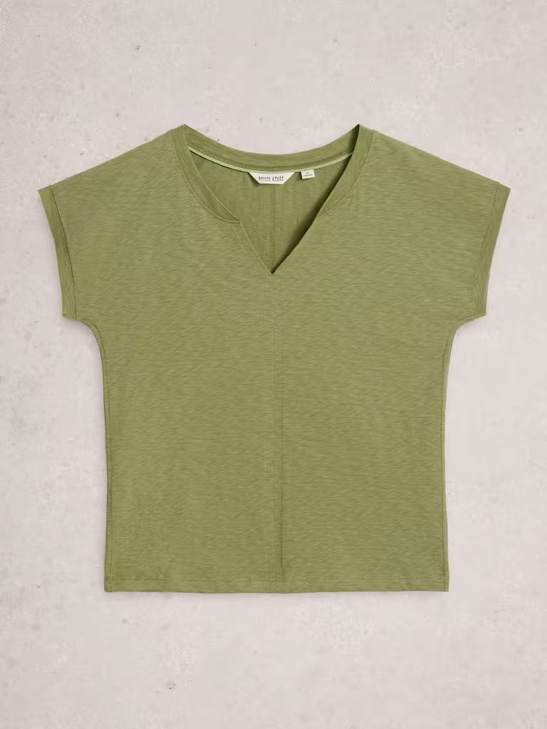 White Stuff Nelly Notch Neck Short Sleeve T-shirt Bright Green