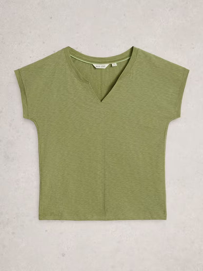 White Stuff Nelly Notch Neck Short Sleeve T-shirt Bright Green