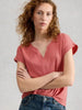 White Stuff Nelly Notch Neck Short Sleeve T-shirt Mid Pink