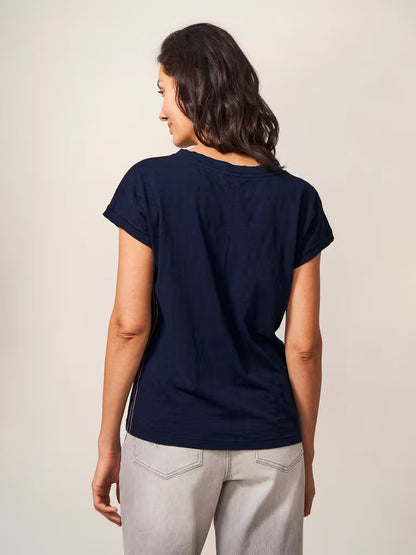 White Stuff Nelly Notch Neck Tee Dark Navy