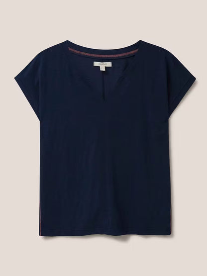 White Stuff Nelly Notch Neck Tee Dark Navy