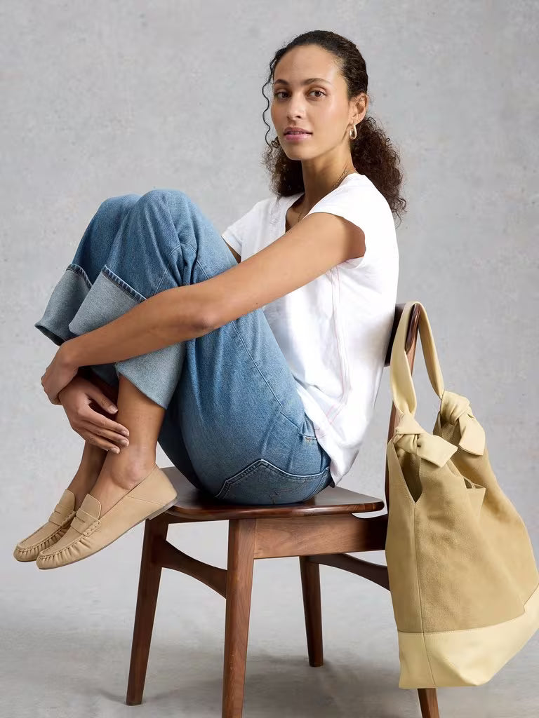 White Stuff Nelly Notch Neck Tee Natural White