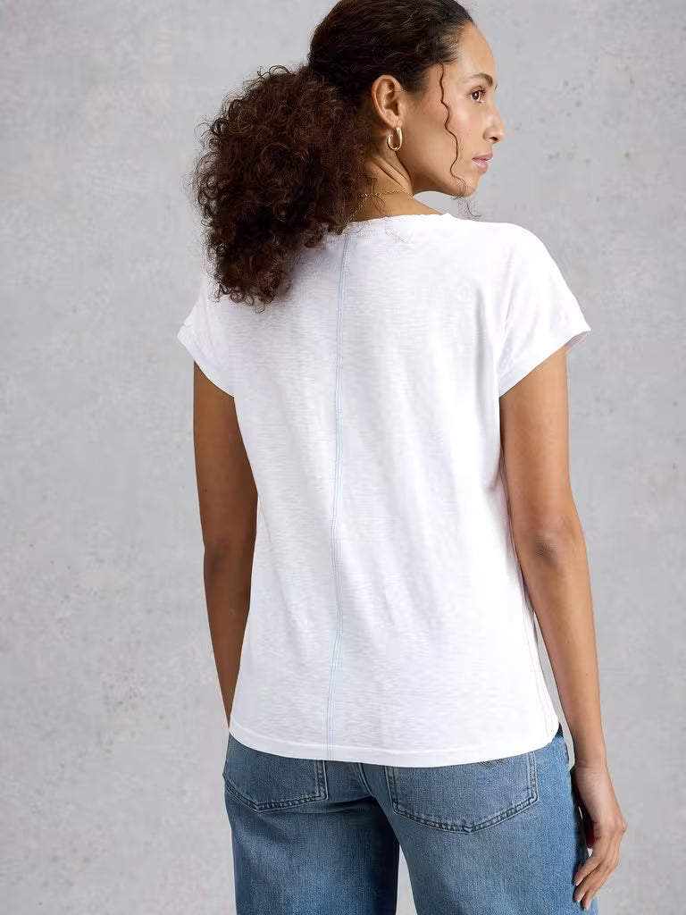White Stuff Nelly Notch Neck Tee Natural White