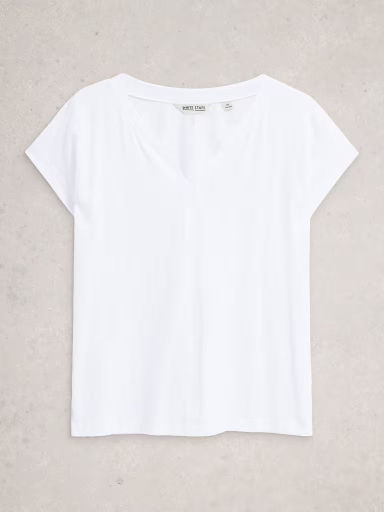 White Stuff Nelly Notch Neck Tee Natural White