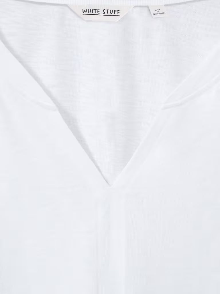 White Stuff Nelly Notch Neck Tee Natural White