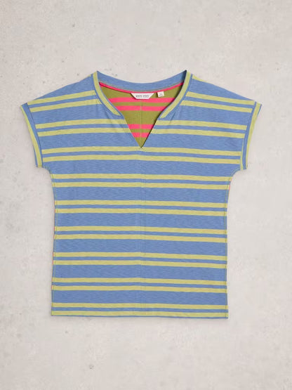 White Stuff Nelly Notch Stripe Tee Blue Multi