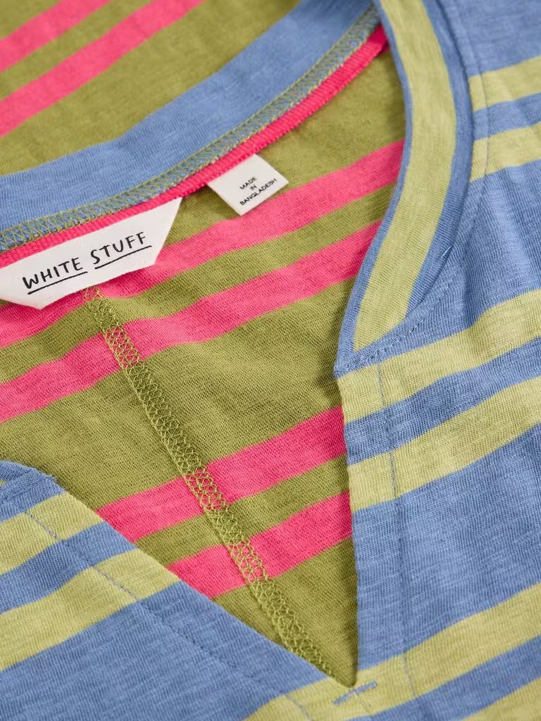 White Stuff Nelly Notch Stripe Tee Blue Multi