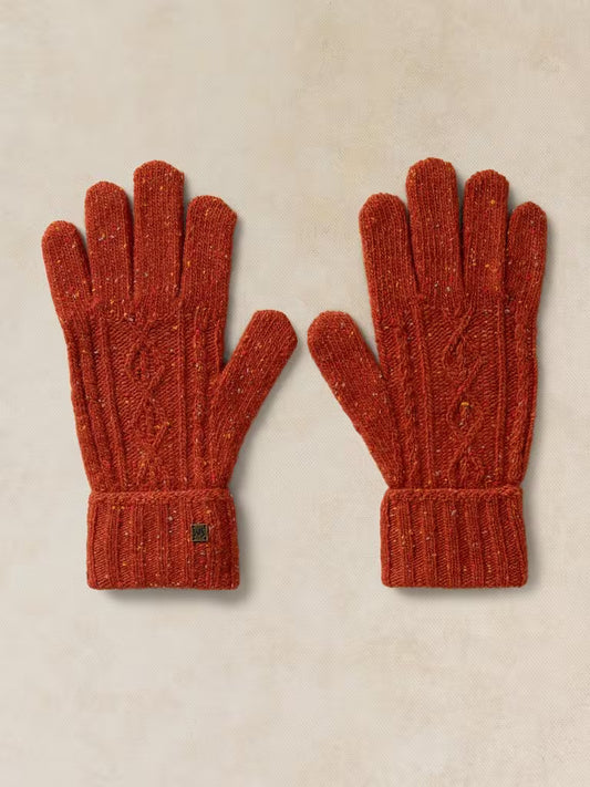 White Stuff Nep Cable Gloves Dark Orange
