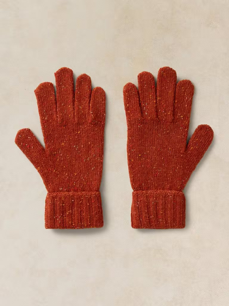 White Stuff Nep Cable Gloves Dark Orange