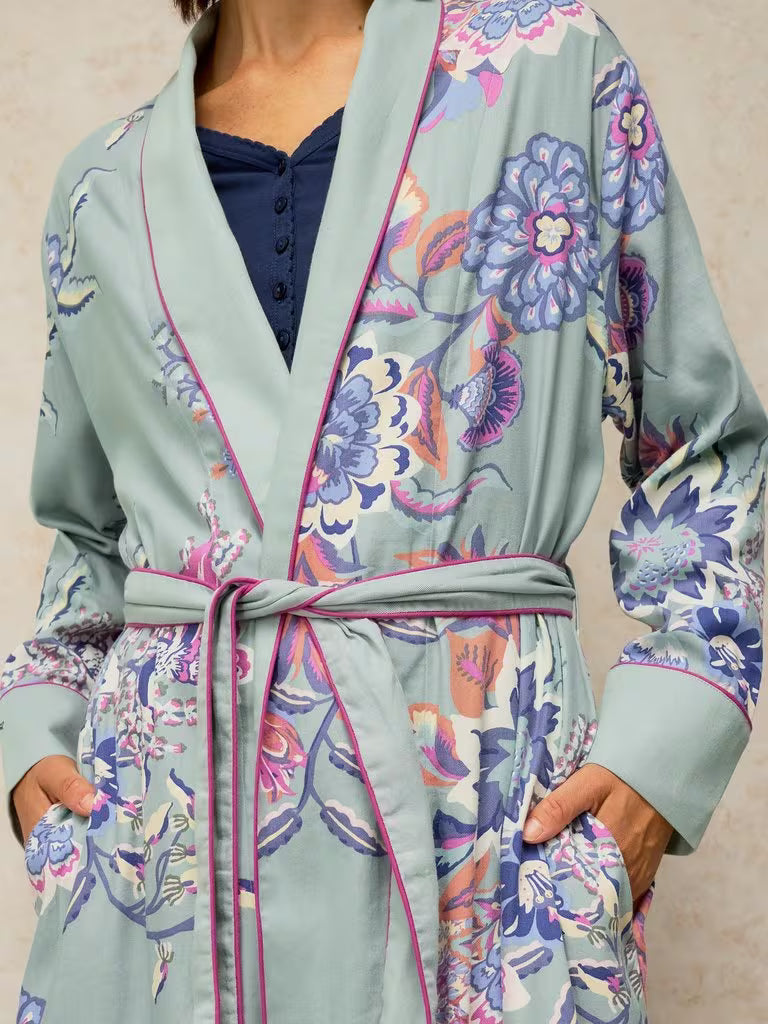 White Stuff Nina Woven Dressing Gown Blue