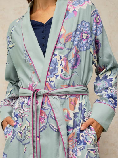 White Stuff Nina Woven Dressing Gown Blue