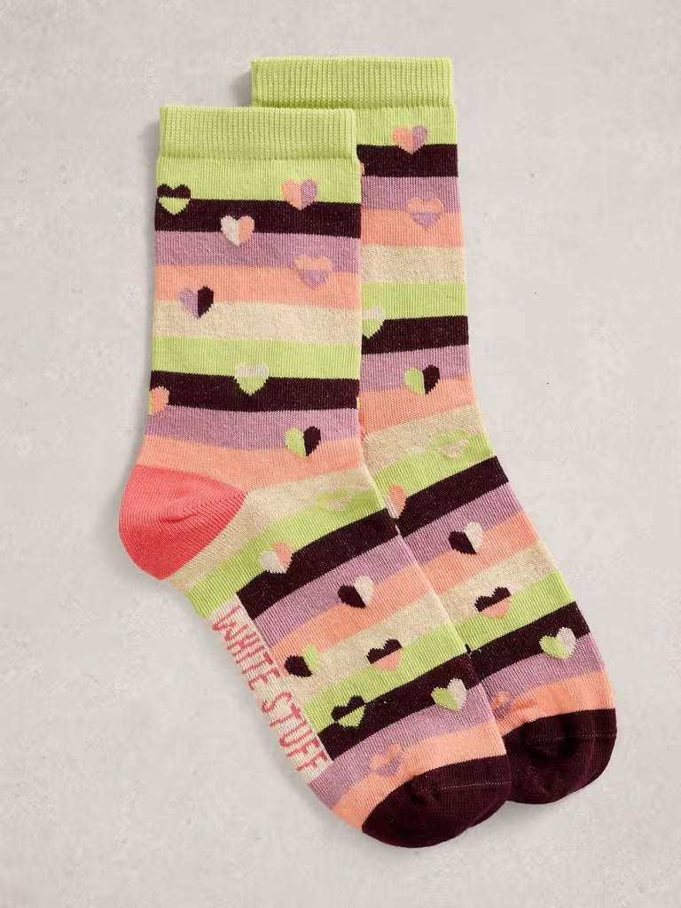 White Stuff Pattern Ankle Socks Green Multi