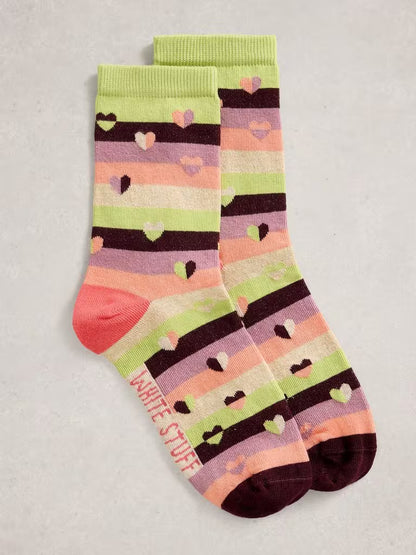 White Stuff Pattern Ankle Socks Green Multi