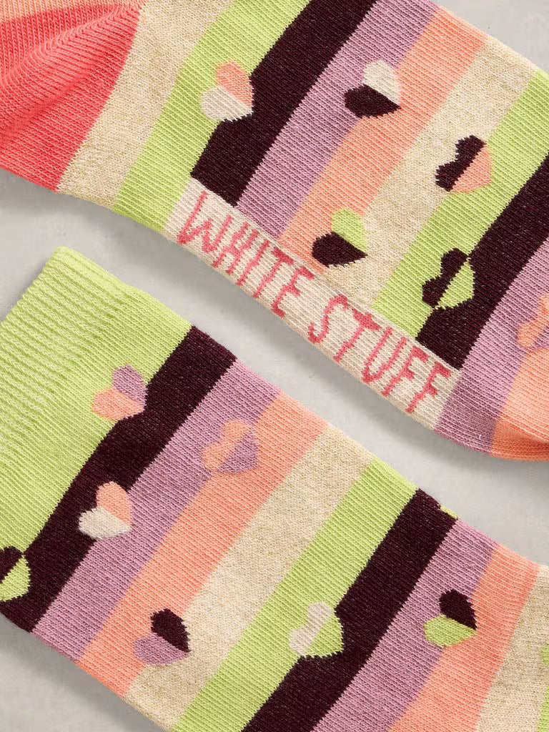 White Stuff Pattern Ankle Socks Green Multi