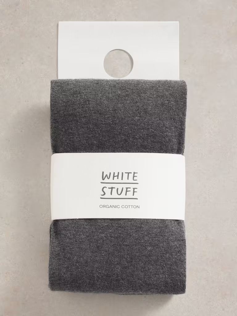 White Stuff Patty Plain Versatile Cotton Tights Charcoal Grey