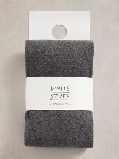 White Stuff Patty Plain Versatile Cotton Tights Charcoal Grey
