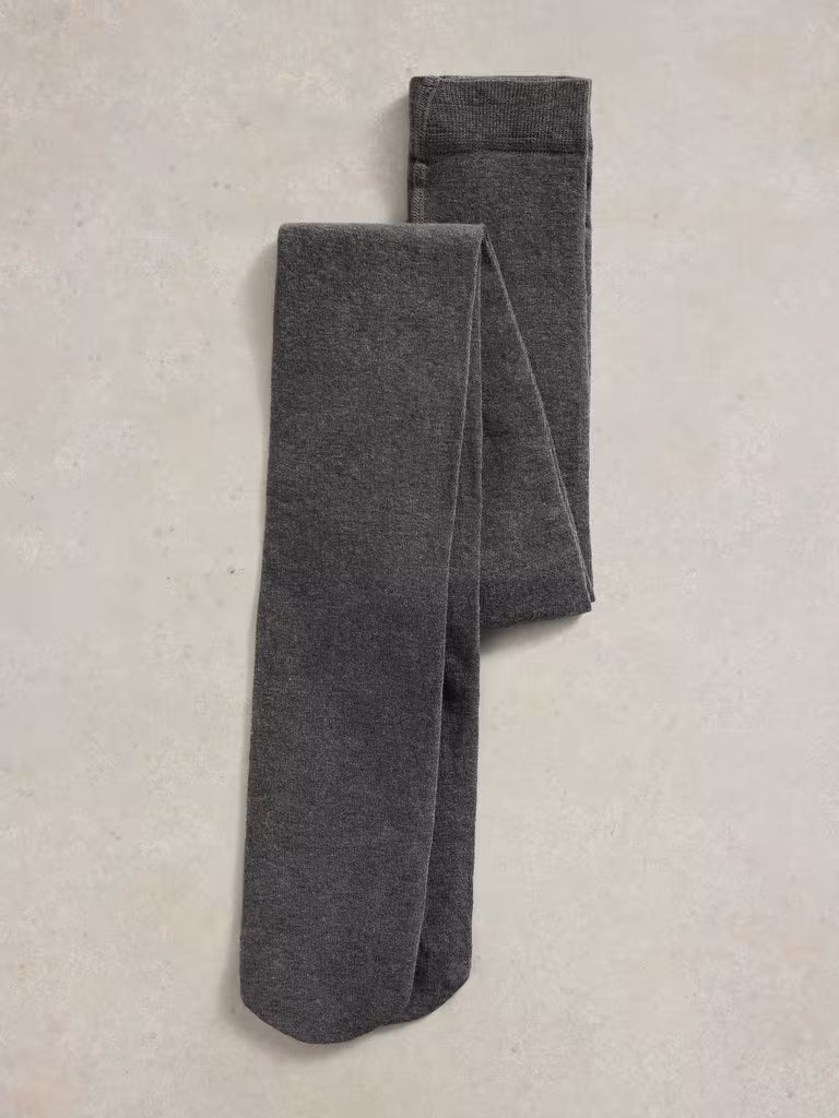 White Stuff Patty Plain Versatile Cotton Tights Charcoal Grey