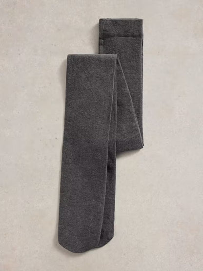 White Stuff Patty Plain Versatile Cotton Tights Charcoal Grey