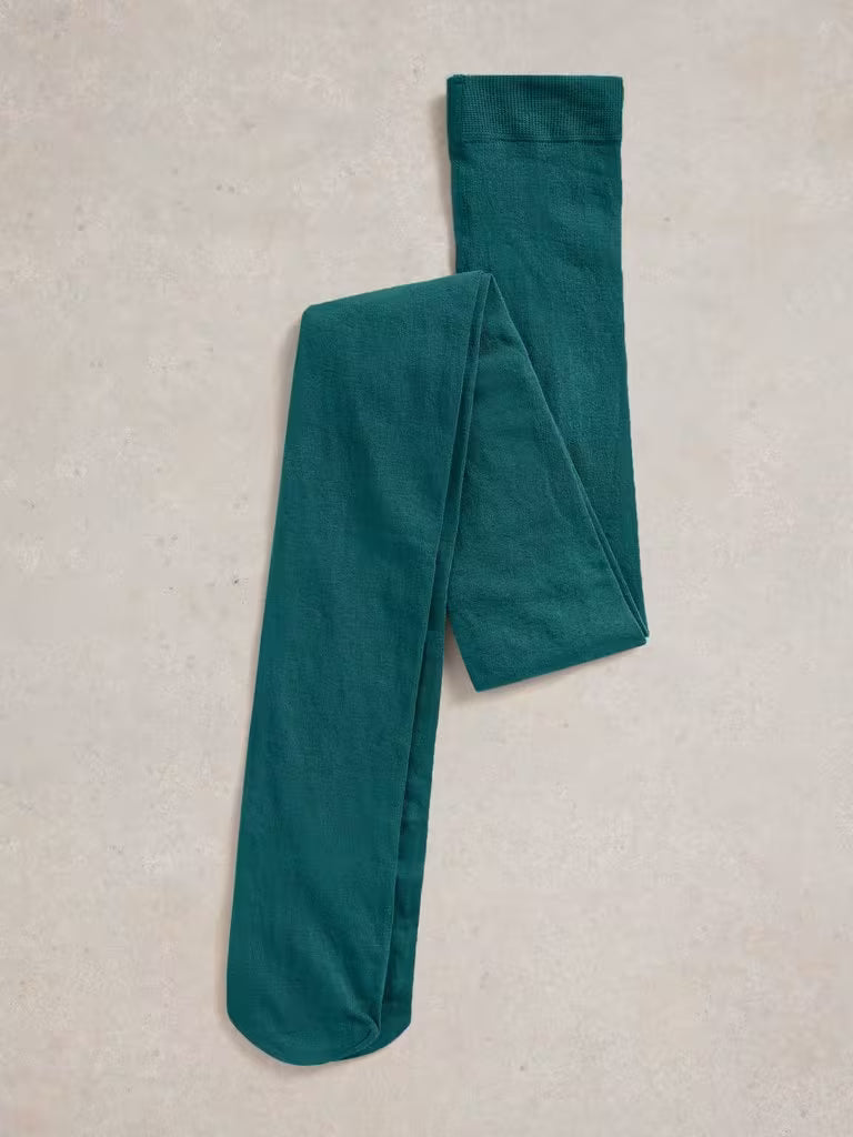 White Stuff Patty Plain Versatile Cotton Tights DK Teal