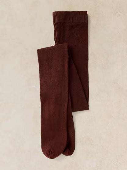 White Stuff Patty Plain Versatile Cotton Tights Deep Brown
