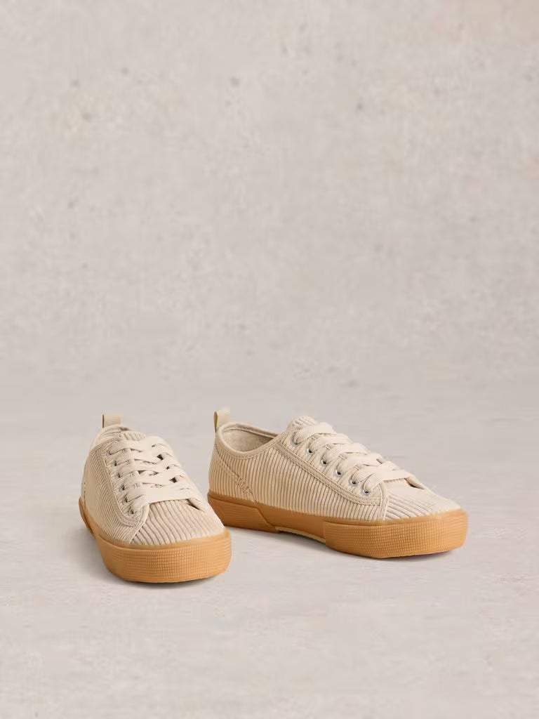White Stuff Pippa Cord Lace Up Trainer Light Natural