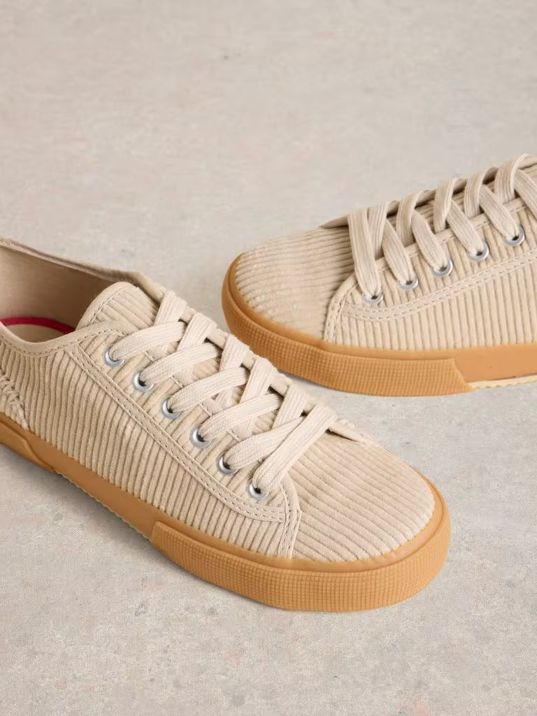 White Stuff Pippa Cord Lace Up Trainer Light Natural