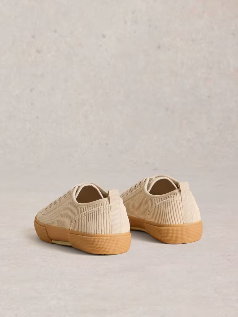 White Stuff Pippa Cord Lace Up Trainer Light Natural