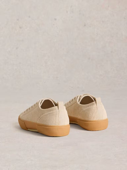 White Stuff Pippa Cord Lace Up Trainer Light Natural