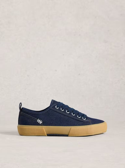 White Stuff Pippa Lace Up Canvas Trainer Dark Denim womens Pippa trainers have had a revamp. In a textured cord material and lace up style. (Now that's fancy footwork.) Colour: Light Natural Material: Upper: Recycled Cotton, Lining: Cotton, Sole: Rubber