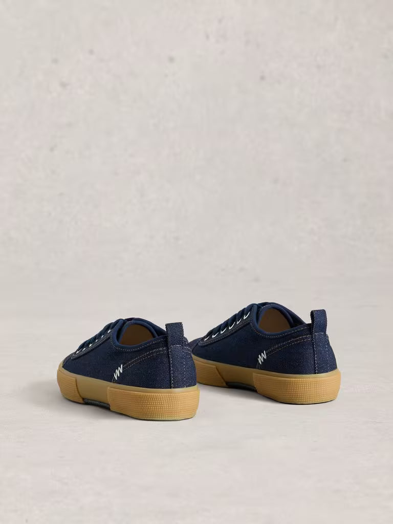 White Stuff Pippa Lace Up Canvas Trainer Dark Denim