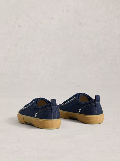 White Stuff Pippa Lace Up Canvas Trainer Dark Denim