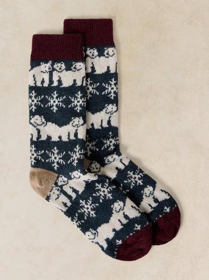 White Stuff Polar Bear Cosy Sock Blue Multi