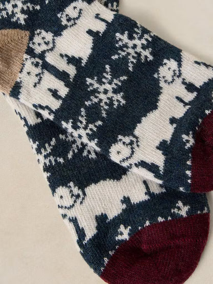 White Stuff Polar Bear Cosy Sock Blue Multi