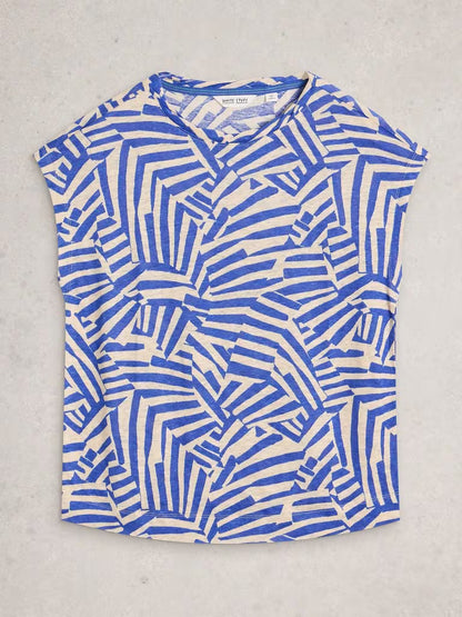 White Stuff Rowan Linen Tee Blue Print