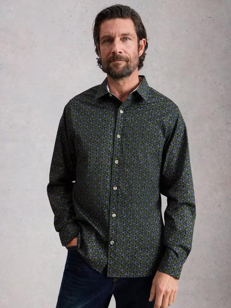 White Stuff Salcombe Bike Print Shirt Navy