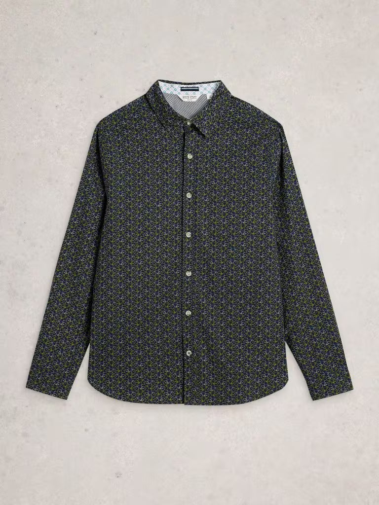 White Stuff Salcombe Bike Print Shirt Navy