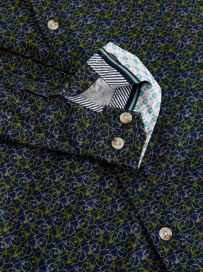 White Stuff Salcombe Bike Print Shirt Navy