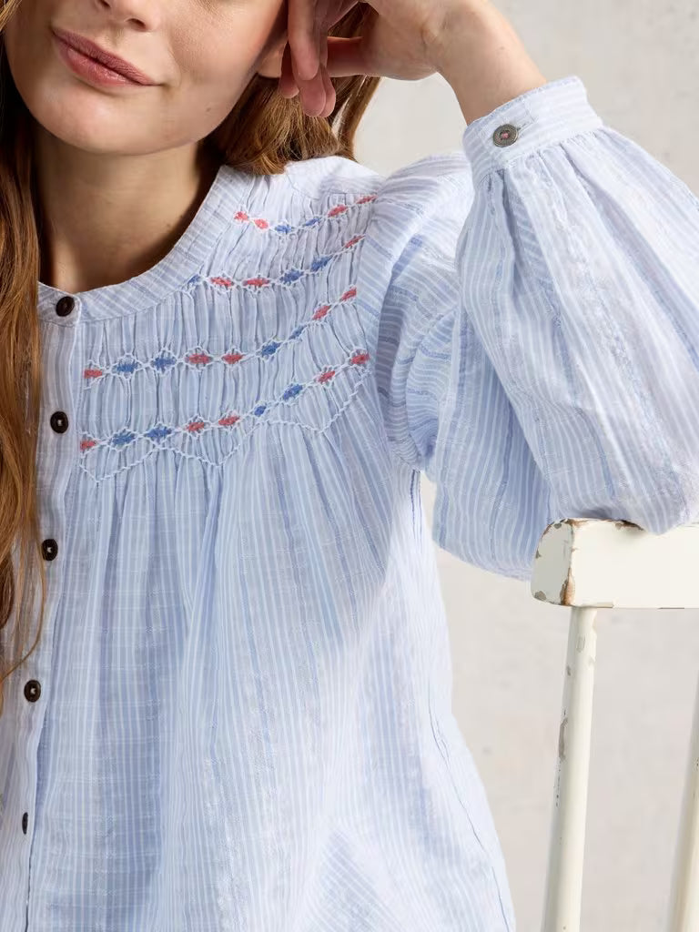 White Stuff Sammy Smock Top Blue Multi