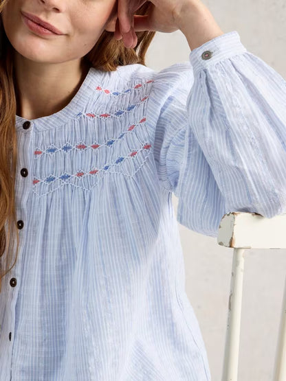 White Stuff Sammy Smock Top Blue Multi
