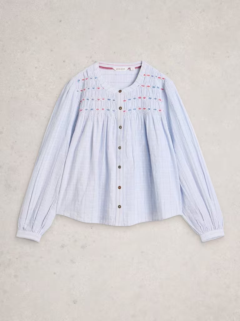 White Stuff Sammy Smock Top Blue Multi