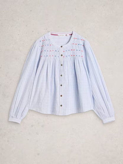 White Stuff Sammy Smock Top Blue Multi