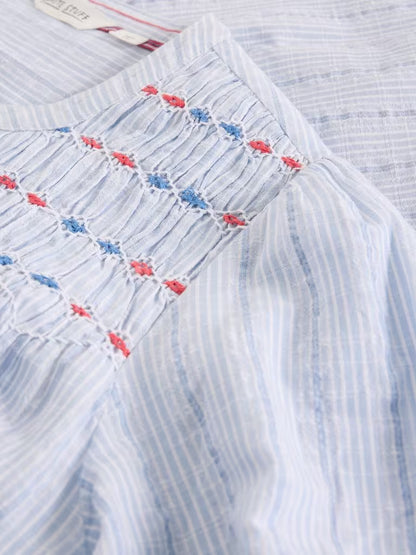 White Stuff Sammy Smock Top Blue Multi