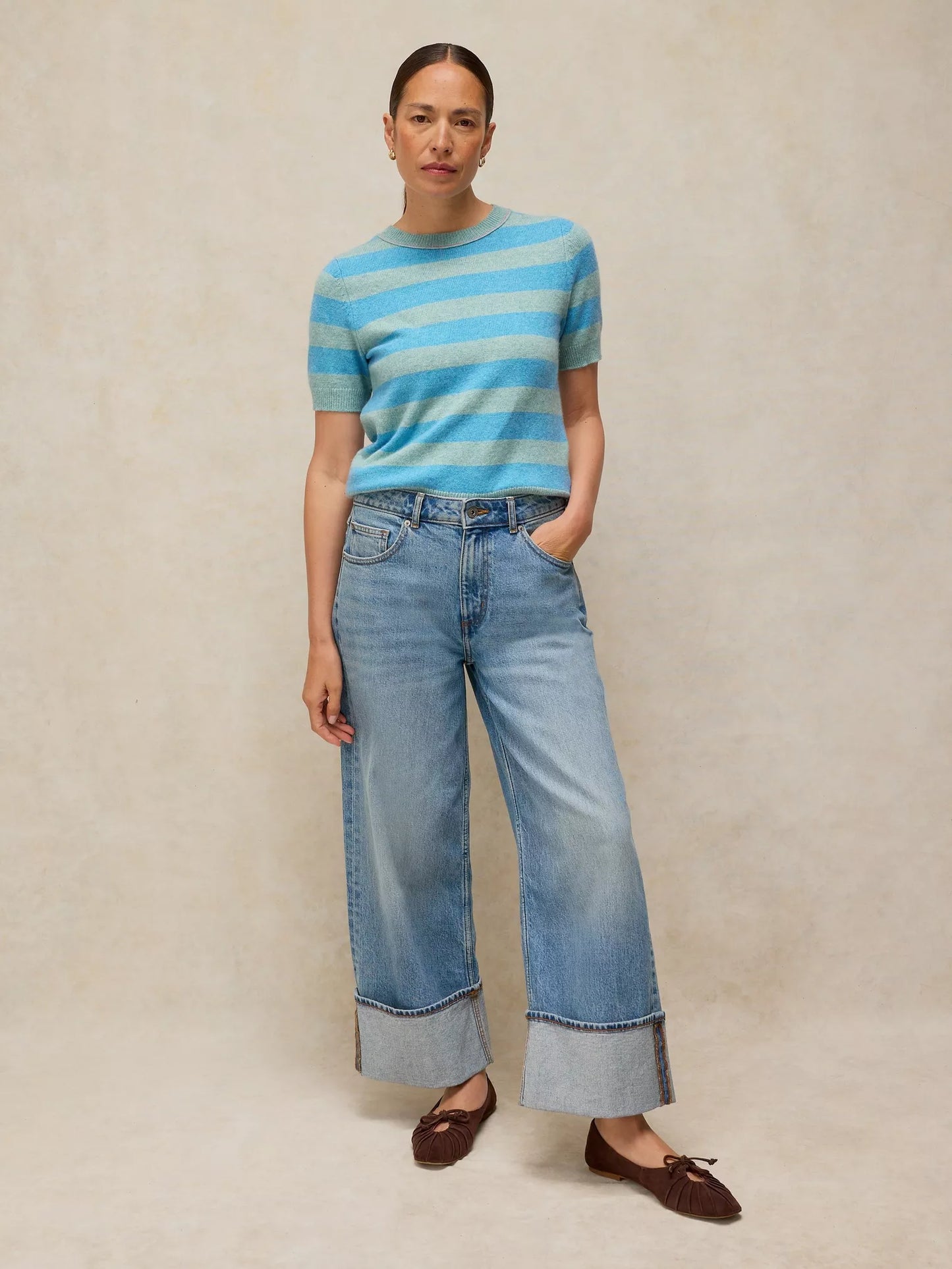 White Stuff Sansa Striped Knitted Tee Blue