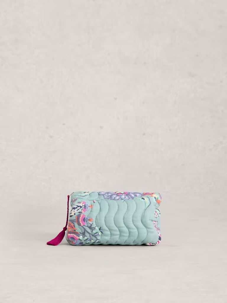 White Stuff Shelby Quilted Wash Bag Blue Print